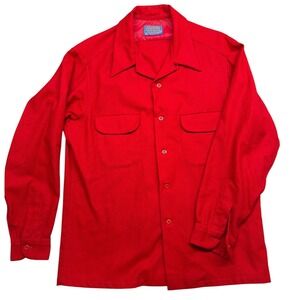 VINTAGE Pendleton Woolen Mills Red Virgin Wool Western Shirt Men's Size L